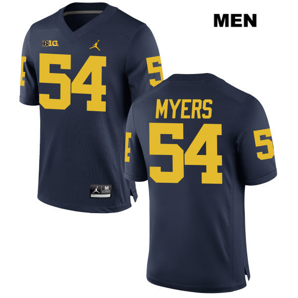 Men's NCAA Michigan Wolverines Carl Myers #54 Navy Jordan Brand Authentic Stitched Football College Jersey ZH25Z02SL